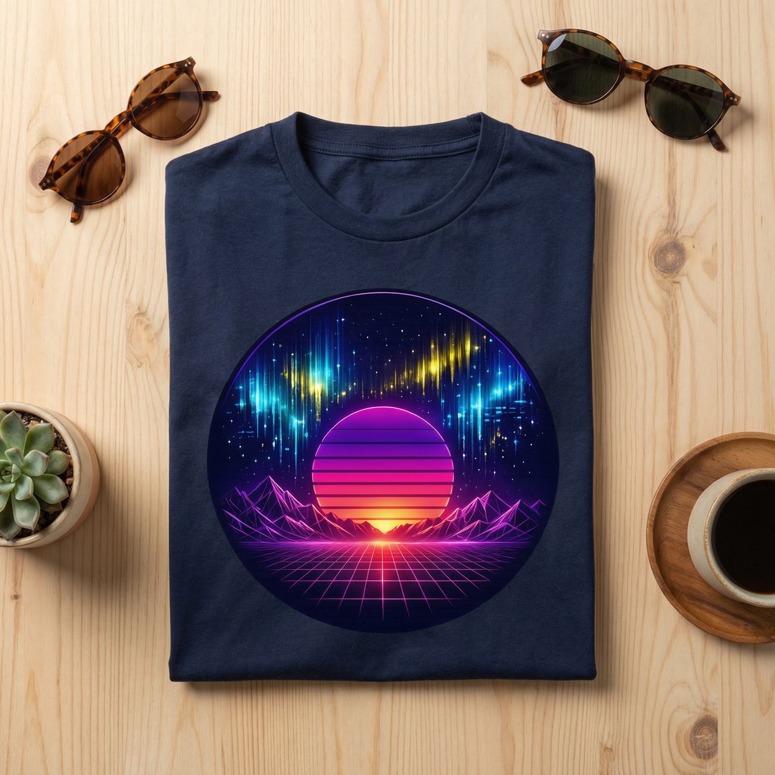 Aurora Borealis Aesthetics Flat lay mockup