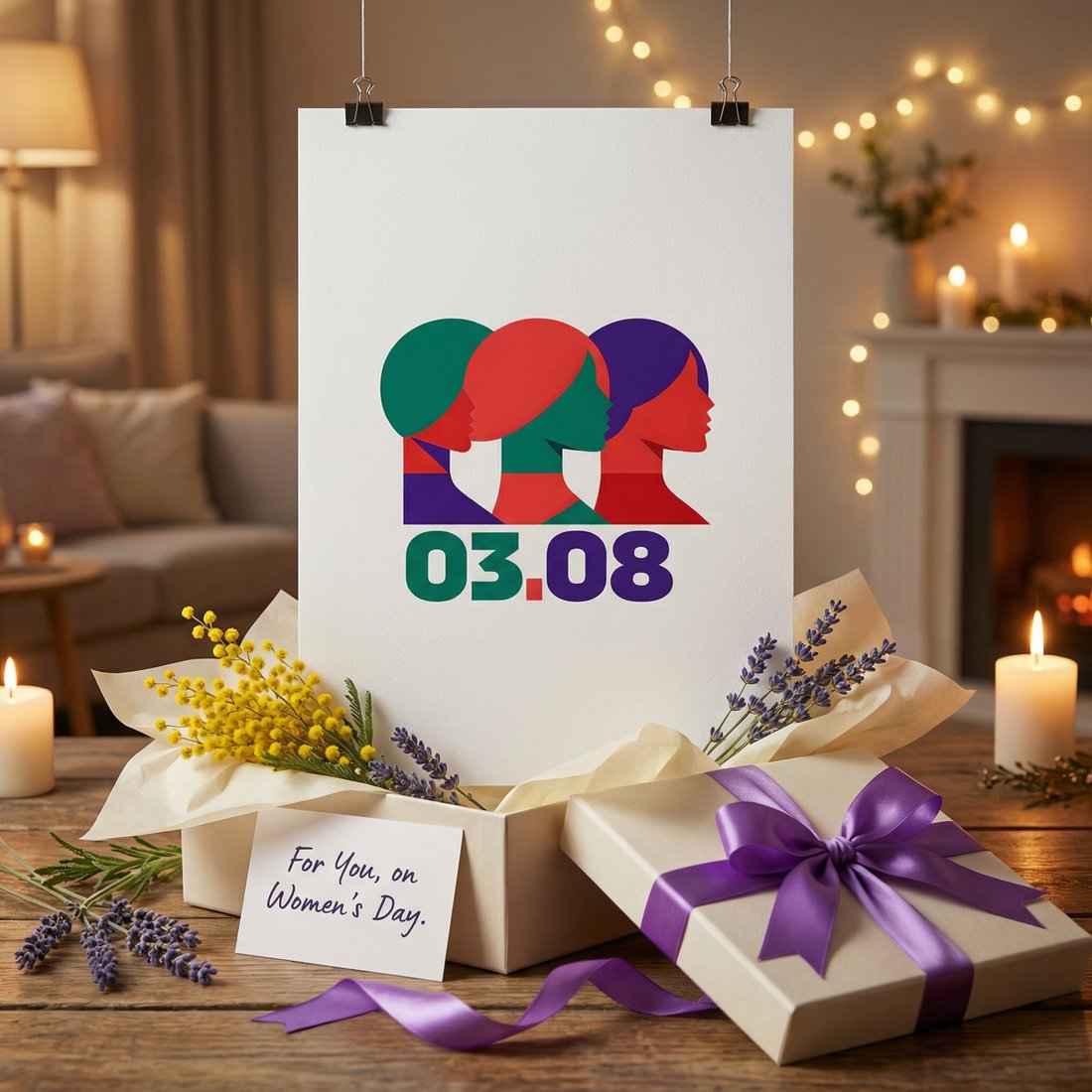 International Women's Day Gift scene mockup