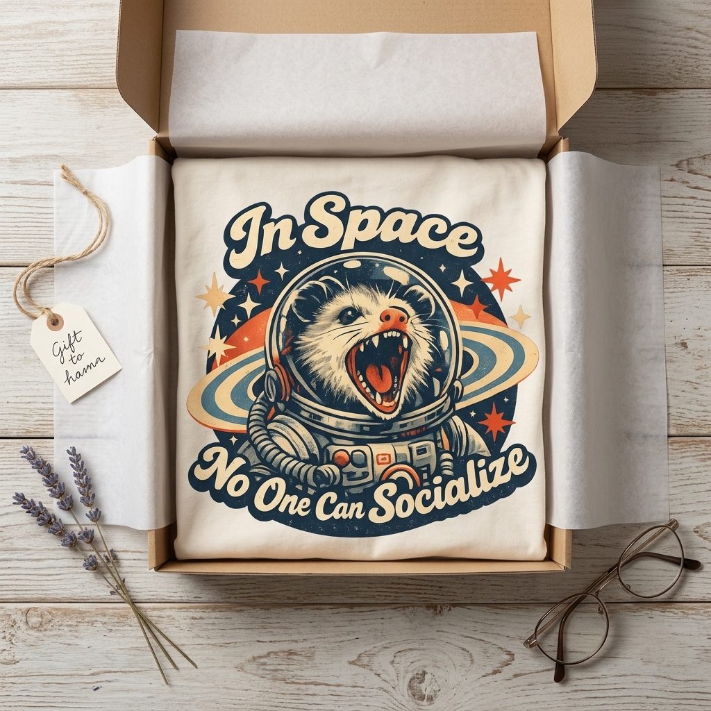Cosmic opossum astronaut tee